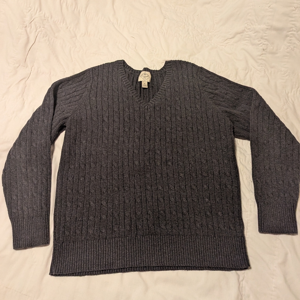 St.John Bay, V-Neck Sweater, XL, gray